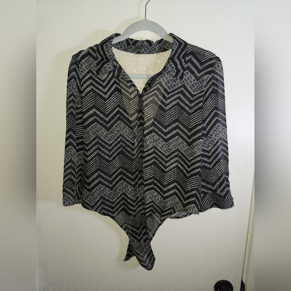 No Boundaries Sheer Button-Up Blouse
